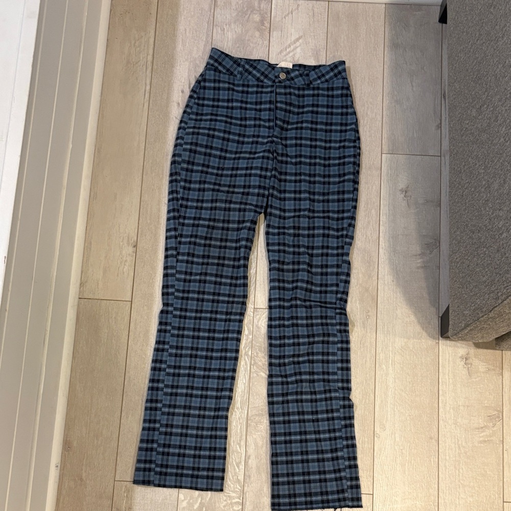 Blue asphalt straight leg, jegging plaid pants size 9
